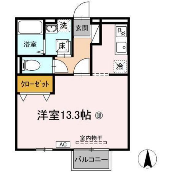 虹の奏音(ワンルーム/2階)の間取り写真