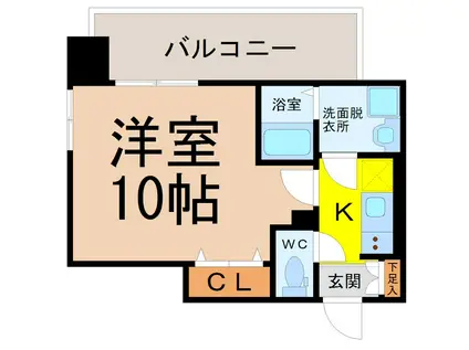 プレサンスTHE栄(1K/10階)の間取り写真