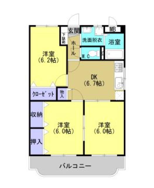 ユーミー渡邉(3DK/2階)の間取り写真