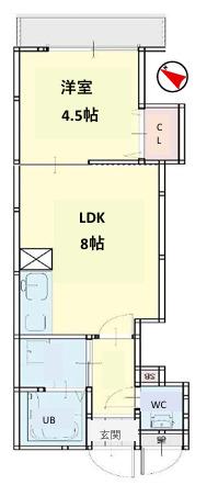 PRIVATE RESIDENCE 山科御陵(1LDK/1階)の間取り写真