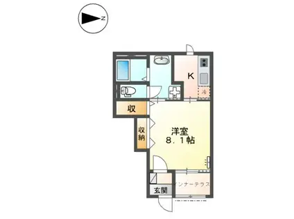 メゾン ド フルール(1K/1階)の間取り写真