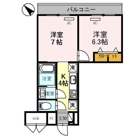 けやき通レジデンス(2K/5階)の間取り写真