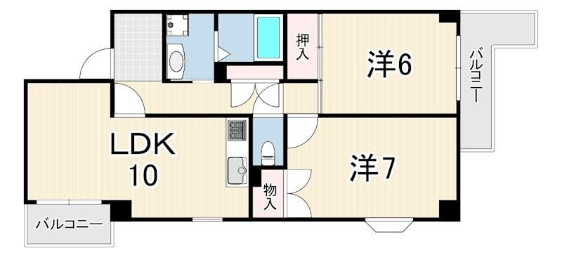 雅マンションパ-トⅡ(2LDK/2階)の間取り写真