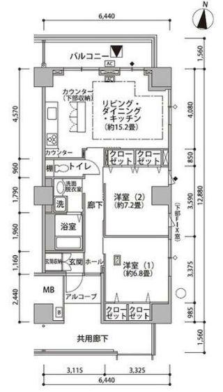 東雲キャナルコートCODAN21号棟(2LDK/13階)の間取り写真