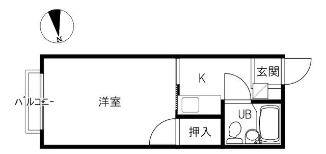 ユートピア憩(1K/2階)の間取り写真