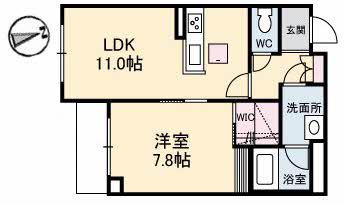 コモンドーレ(1LDK/1階)の間取り写真