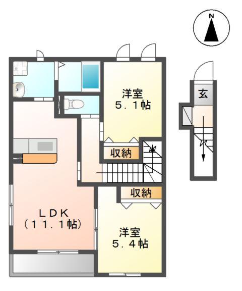 EARTH GARDEN II(2LDK/2階)の間取り写真