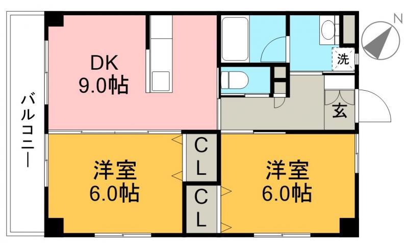 ナビオハイツ(2DK/2階)の間取り写真
