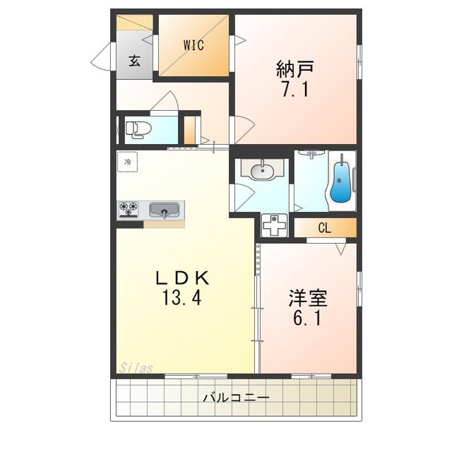 ラヴィベールメゾン(2LDK/2階)の間取り写真