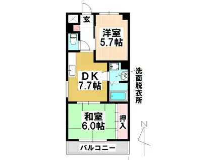 シャンボール朝日(2LDK/8階)の間取り写真