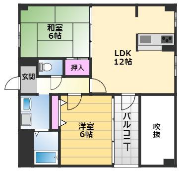 アレグレット高石(2LDK/5階)の間取り写真