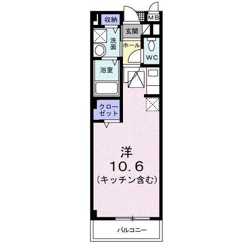 テラス呉羽(ワンルーム/1階)の間取り写真