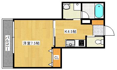 PLEIN SOLEIL 古江西町(1K/1階)の間取り写真