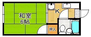 オアシス小芝(1K/2階)の間取り写真