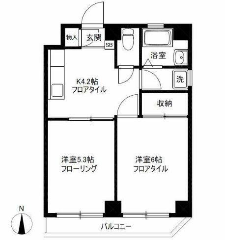 プティ白金(2DK/2階)の間取り写真