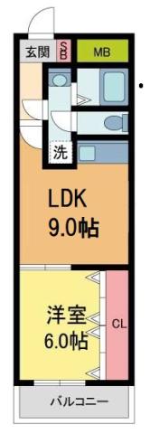 クロード・サン(1LDK/4階)の間取り写真