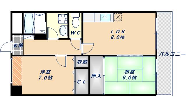 セイグレイス(2DK/3階)の間取り写真