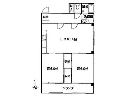 門倉第2ビル(2LDK/2階)の間取り写真