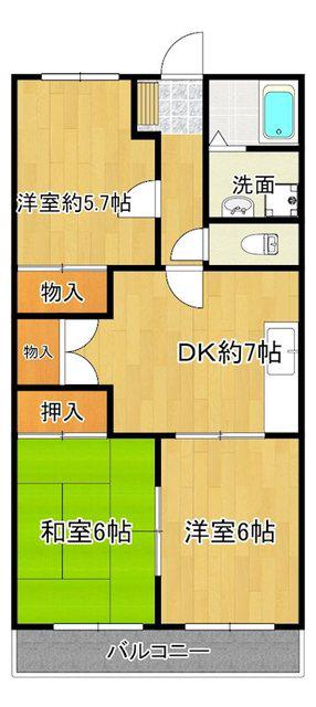 オステンハイム(3DK/3階)の間取り写真