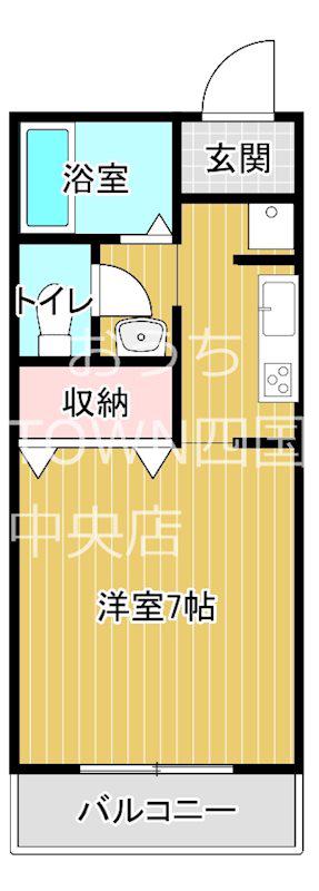 ソレイユB(1K/2階)の間取り写真