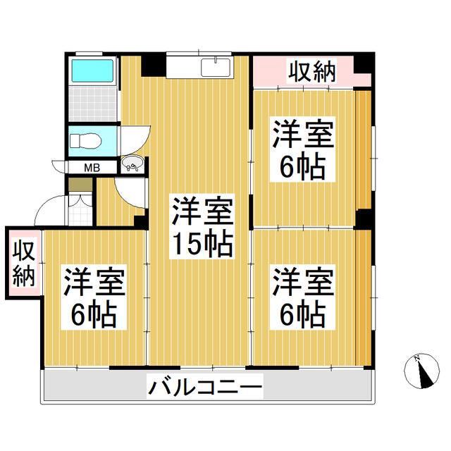 カーサ三輪(3LDK/4階)の間取り写真