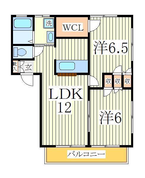 ベルスマートM(2LDK/2階)の間取り写真