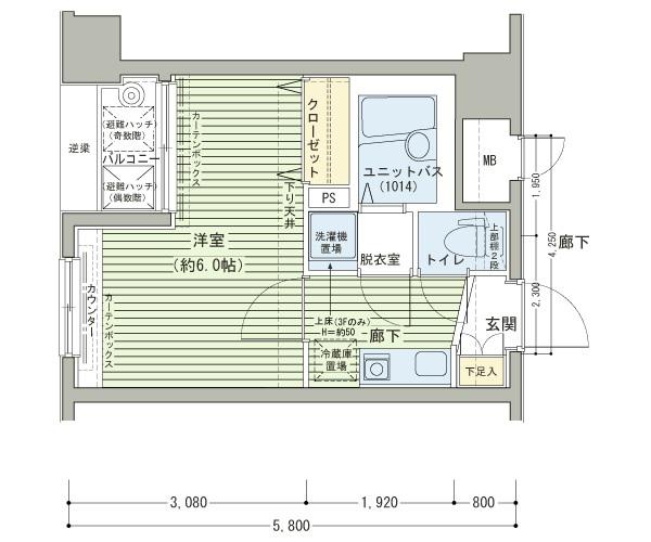 メインステージ日本橋馬喰町駅前(1K/9階)の間取り写真