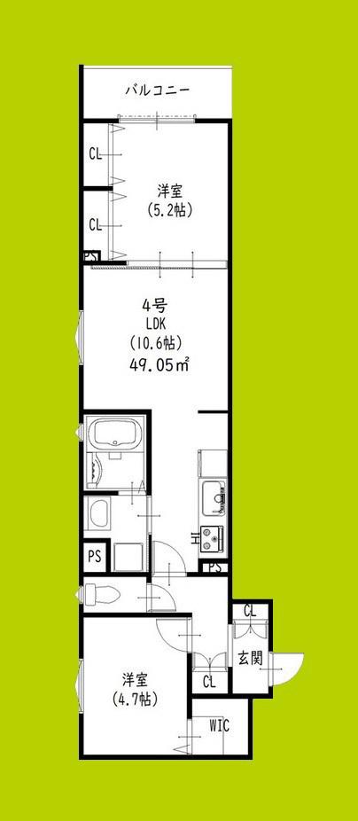 クリエオーレ藤阪東町II(2LDK/1階)の間取り写真