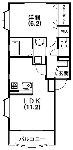 ティダパティオ(1LDK/2階)の間取り写真
