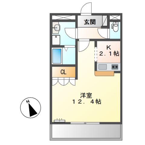 スプリングス(1K/1階)の間取り写真