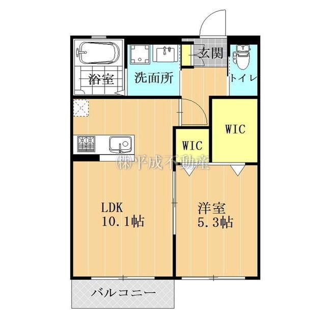 FERRIS健軍(1LDK/2階)の間取り写真