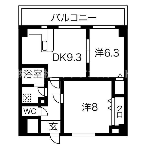 グランデフィオーレ(2LDK/9階)の間取り写真