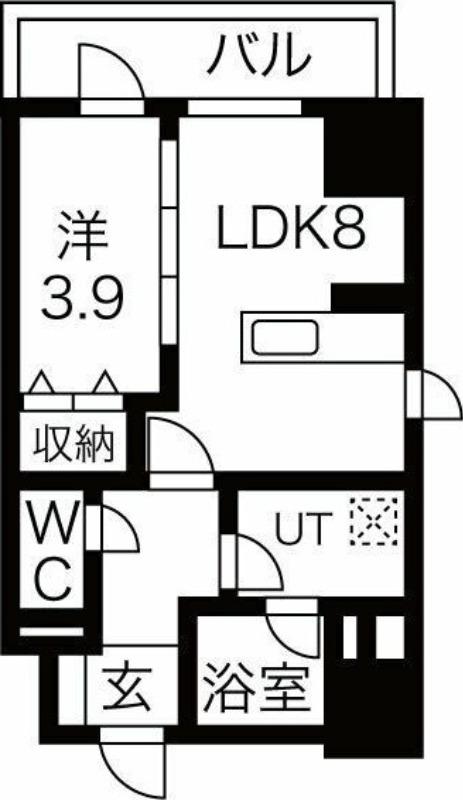 クリスタルガーデン栄町(1LDK/13階)の間取り写真