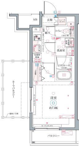 クレヴィスタ高砂II(1K/7階)の間取り写真
