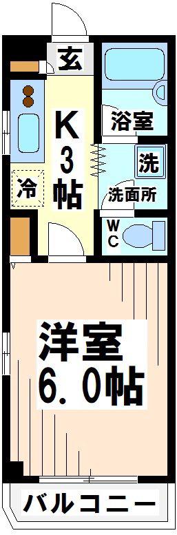 オーベルジュ芦花(1K/3階)の間取り写真