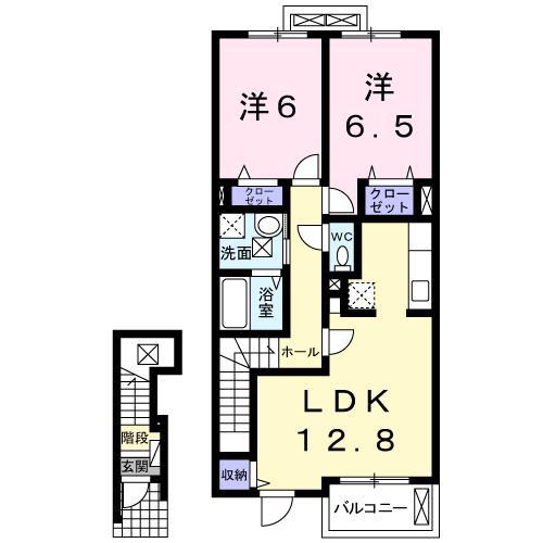 プリムローズ(2LDK/2階)の間取り写真
