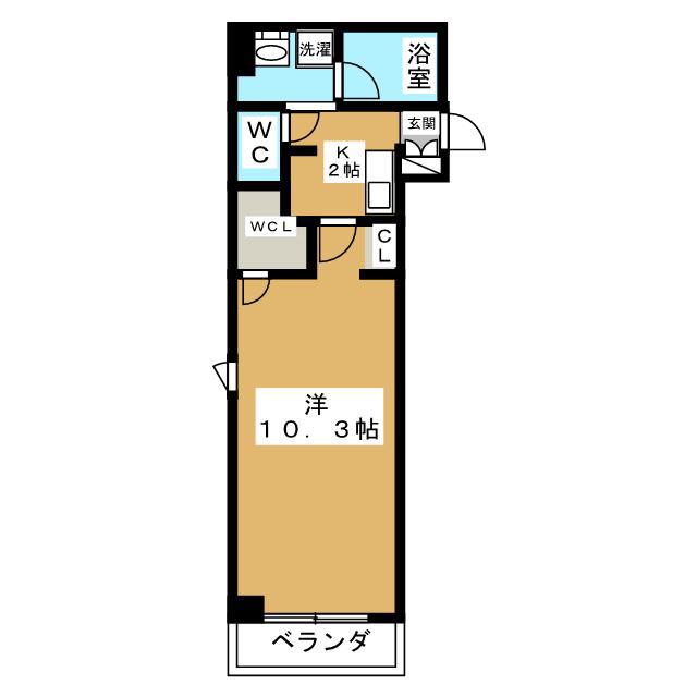 プレミアムコート(1K/1階)の間取り写真