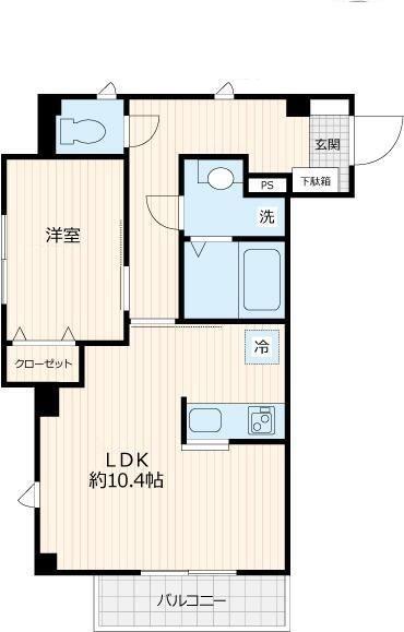 グランドゥール(1LDK/2階)の間取り写真