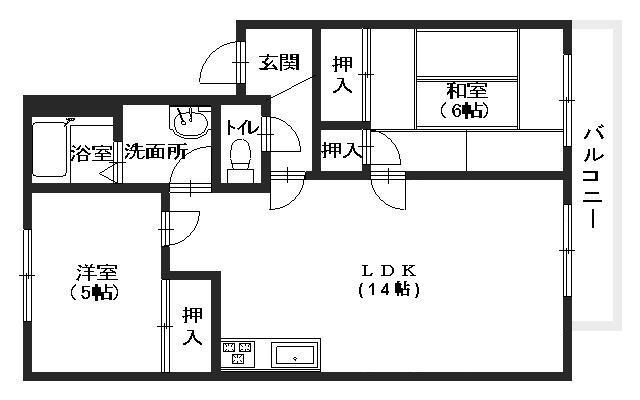 アピア中筋(2LDK/2階)の間取り写真
