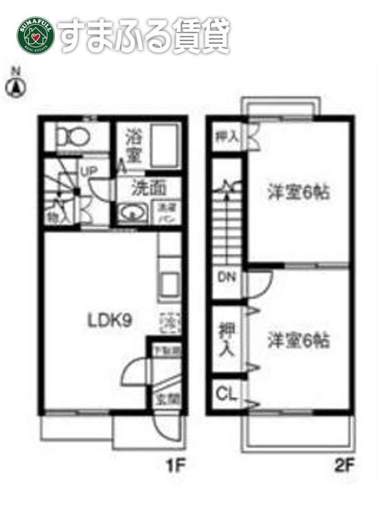 プラッサムコート堂前A(2LDK/1階)の間取り写真