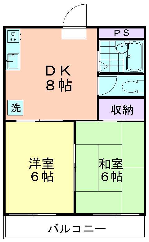 ムサシコーポ(2DK/2階)の間取り写真