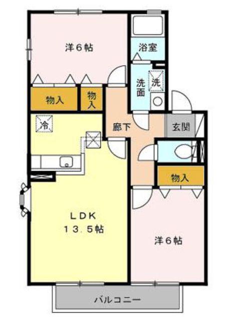 エスポワールイノウエII(2LDK/1階)の間取り写真