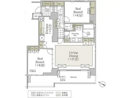 エスクラッセ松濤(2LDK/4階)の間取り写真