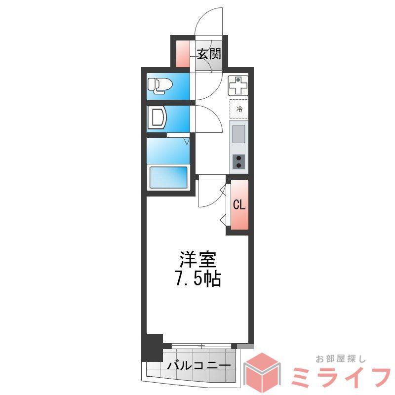 LUXE布施南(1K/7階)の間取り写真