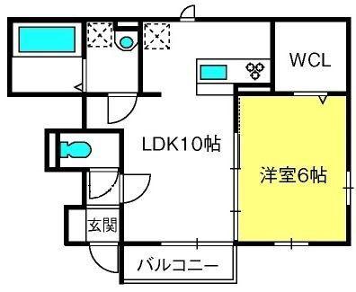 はっぴいえんど(1LDK/1階)の間取り写真
