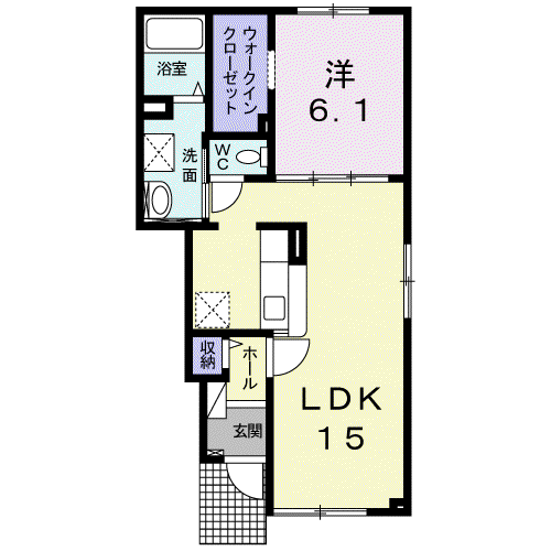 ヴィーヴル(1LDK/1階)の間取り写真