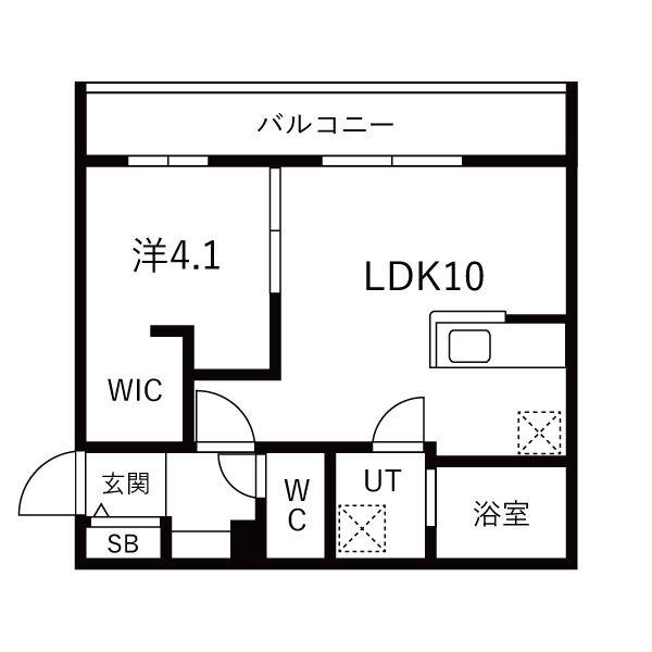 アステール フラックス アサブ(1LDK/3階)の間取り写真