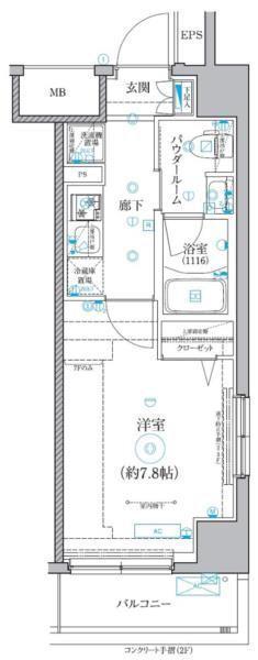 クオリタス菊川(1K/2階)の間取り写真