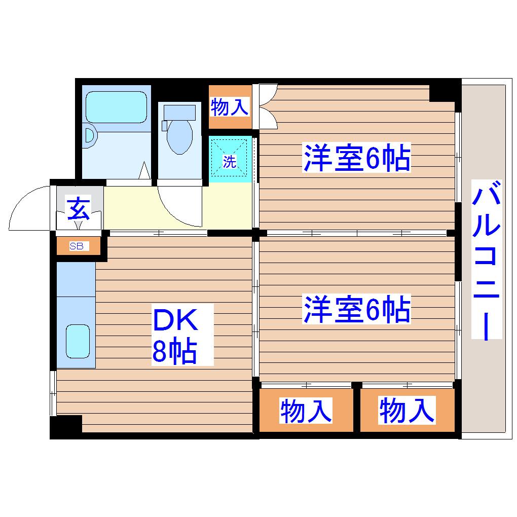 ALIVIO K(2DK/2階)の間取り写真