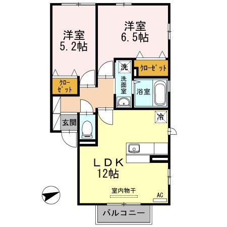 コート・ケゴヤ(2LDK/2階)の間取り写真